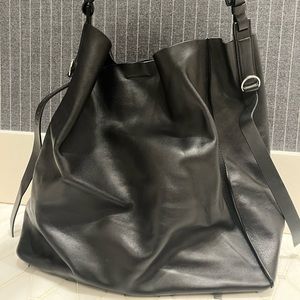 ALLSAINTS black leather bag with built in pouch bag  and magnetic closers